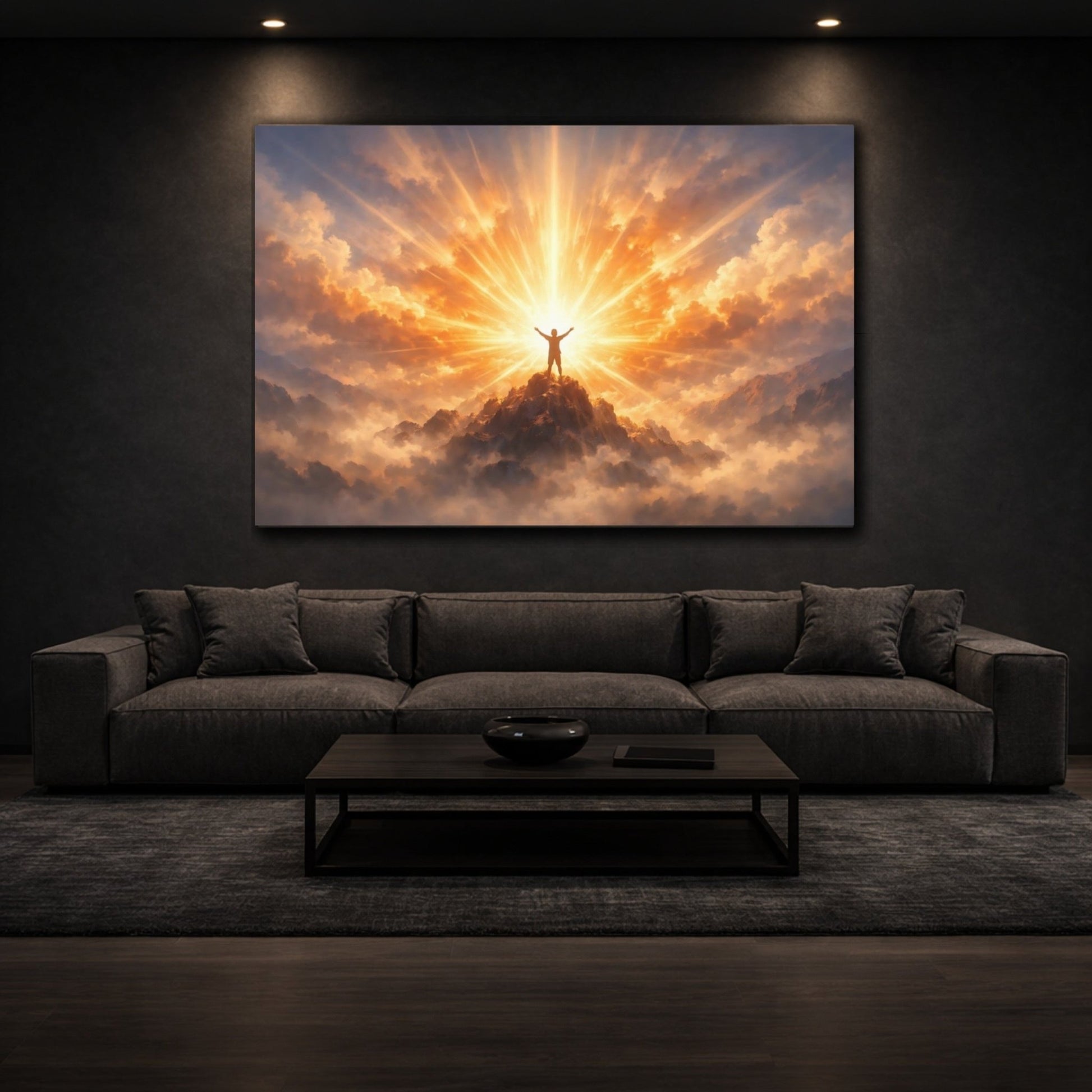 Nature Summit Golden Mountain - Canvas Wall Art Print - YesArtYes