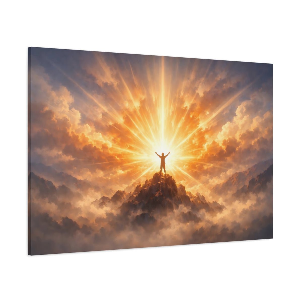 Nature Summit Golden Mountain - Canvas Wall Art Print - YesArtYes