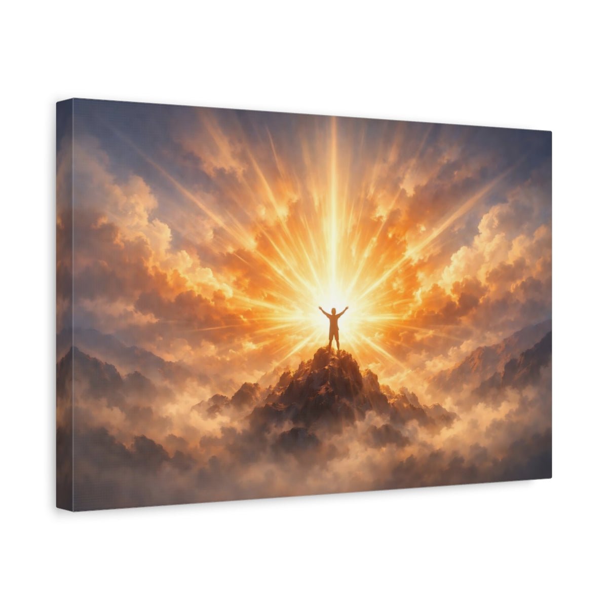 Nature Summit Golden Mountain - Canvas Wall Art Print - YesArtYes