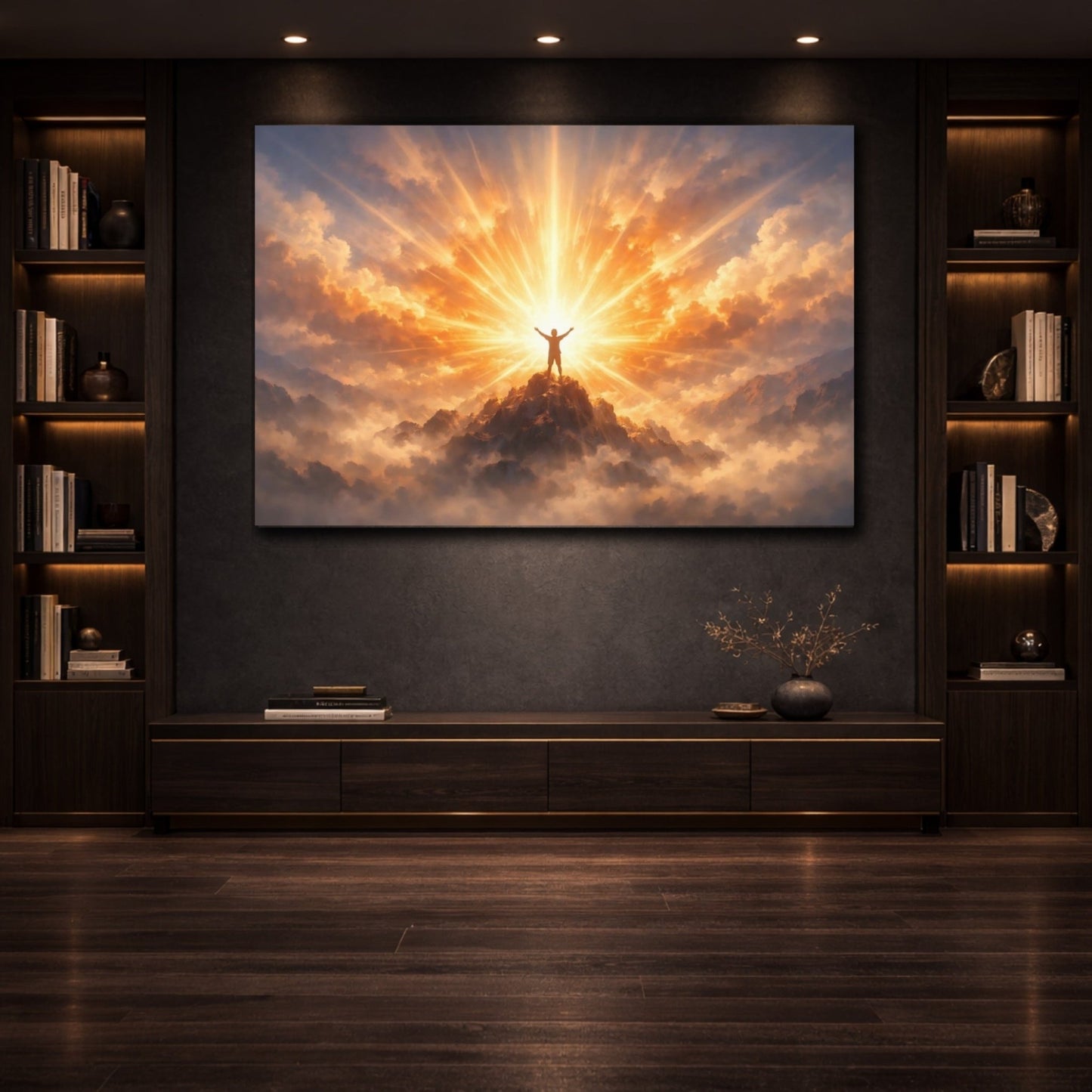 Nature Summit Golden Mountain - Canvas Wall Art Print - YesArtYes