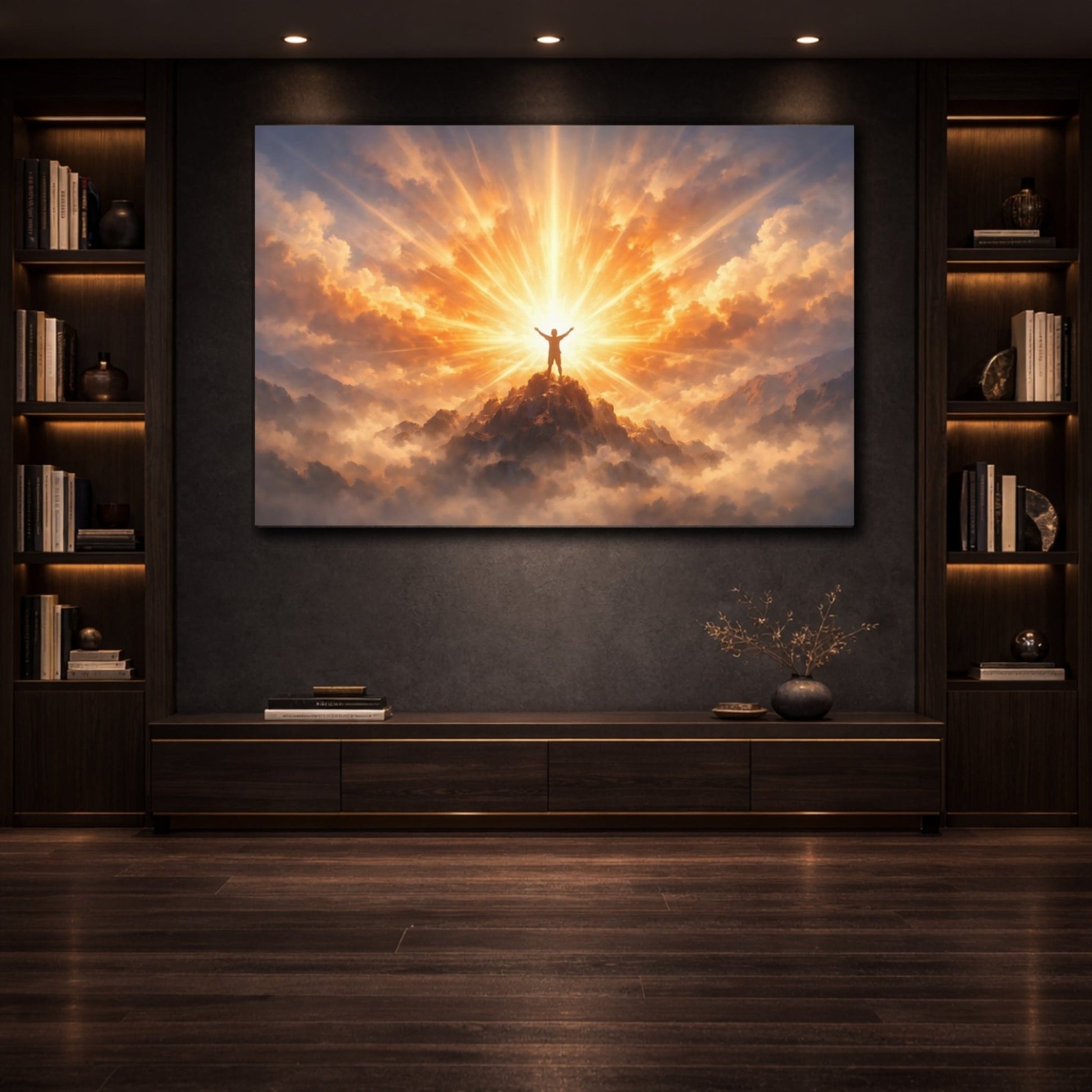Nature Summit Golden Mountain - Canvas Wall Art Print - YesArtYes