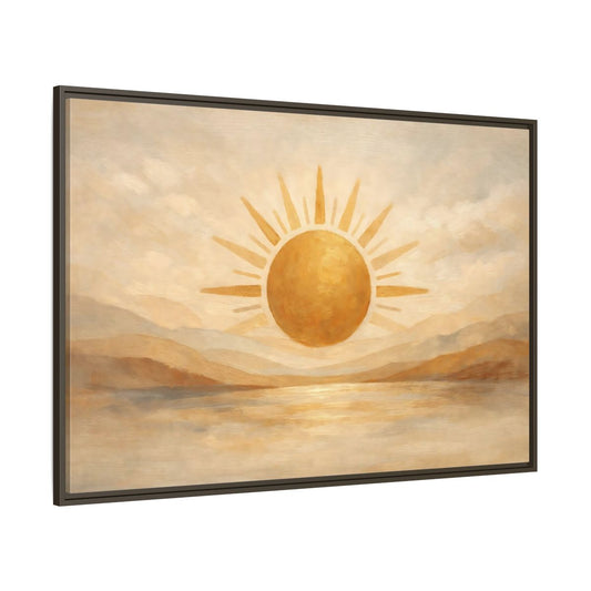 Main Mockup. Nature Sun Gold And Tan shown as stretched canvas wall art
