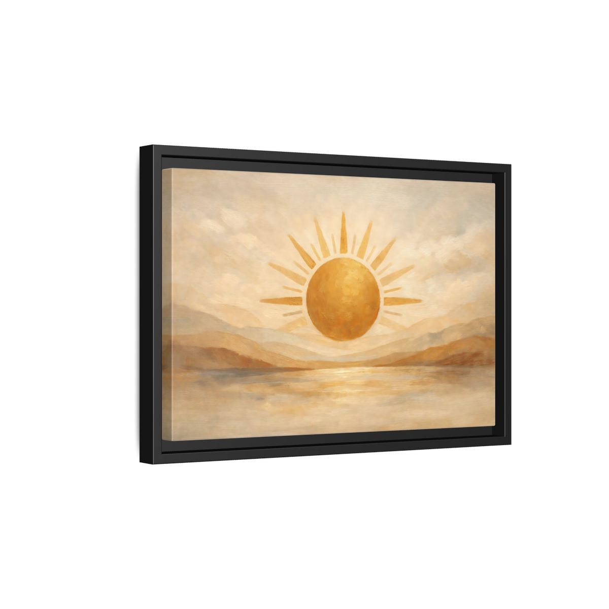 Side Mockup 6. Nature Sun Gold And Tan shown as stretched canvas wall art