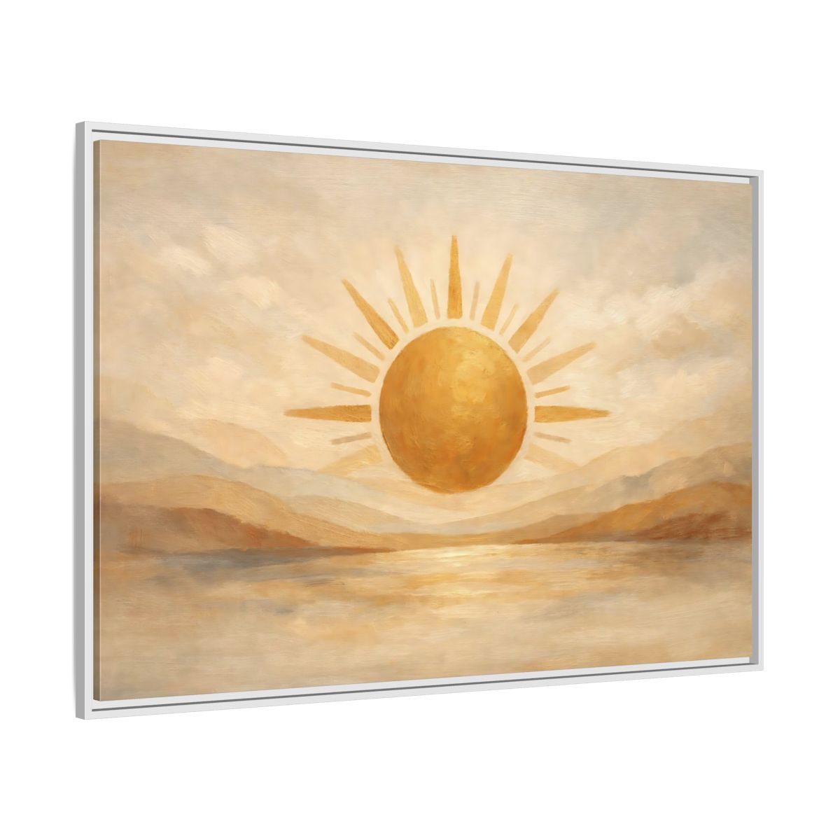 Side Mockup 7. Nature Sun Gold And Tan shown as stretched canvas wall art