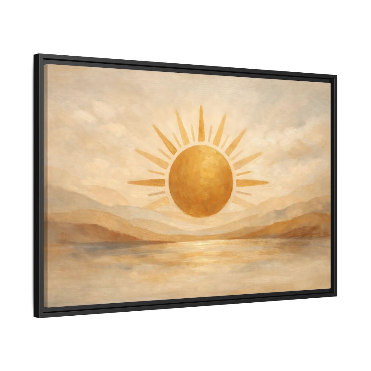 Side Mockup 13. Nature Sun Gold And Tan shown as stretched canvas wall art