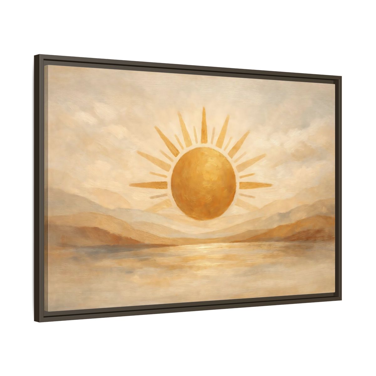 Side Mockup 9. Nature Sun Gold And Tan shown as stretched canvas wall art
