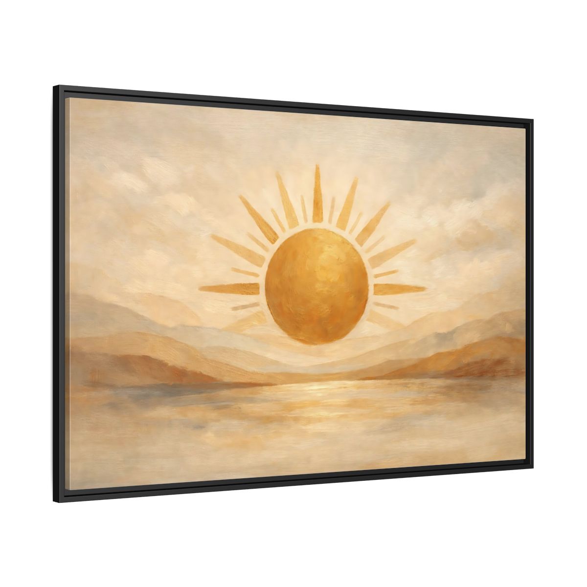 Side Mockup 12. Nature Sun Gold And Tan shown as stretched canvas wall art
