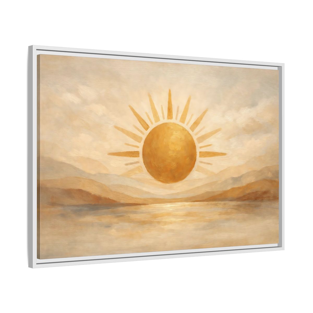 Side Mockup 8. Nature Sun Gold And Tan shown as stretched canvas wall art