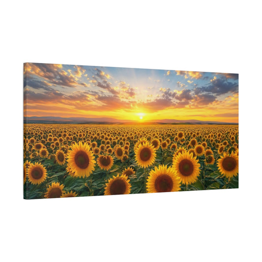 Main Mockup. Nature Sunflower Field Yellow Sunflowers shown as stretched canvas wall art
