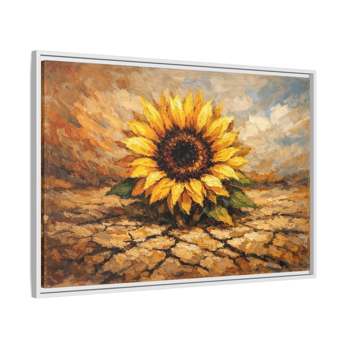 Side Mockup 8. Nature Sunflower Yellow Sunflower shown as stretched canvas wall art