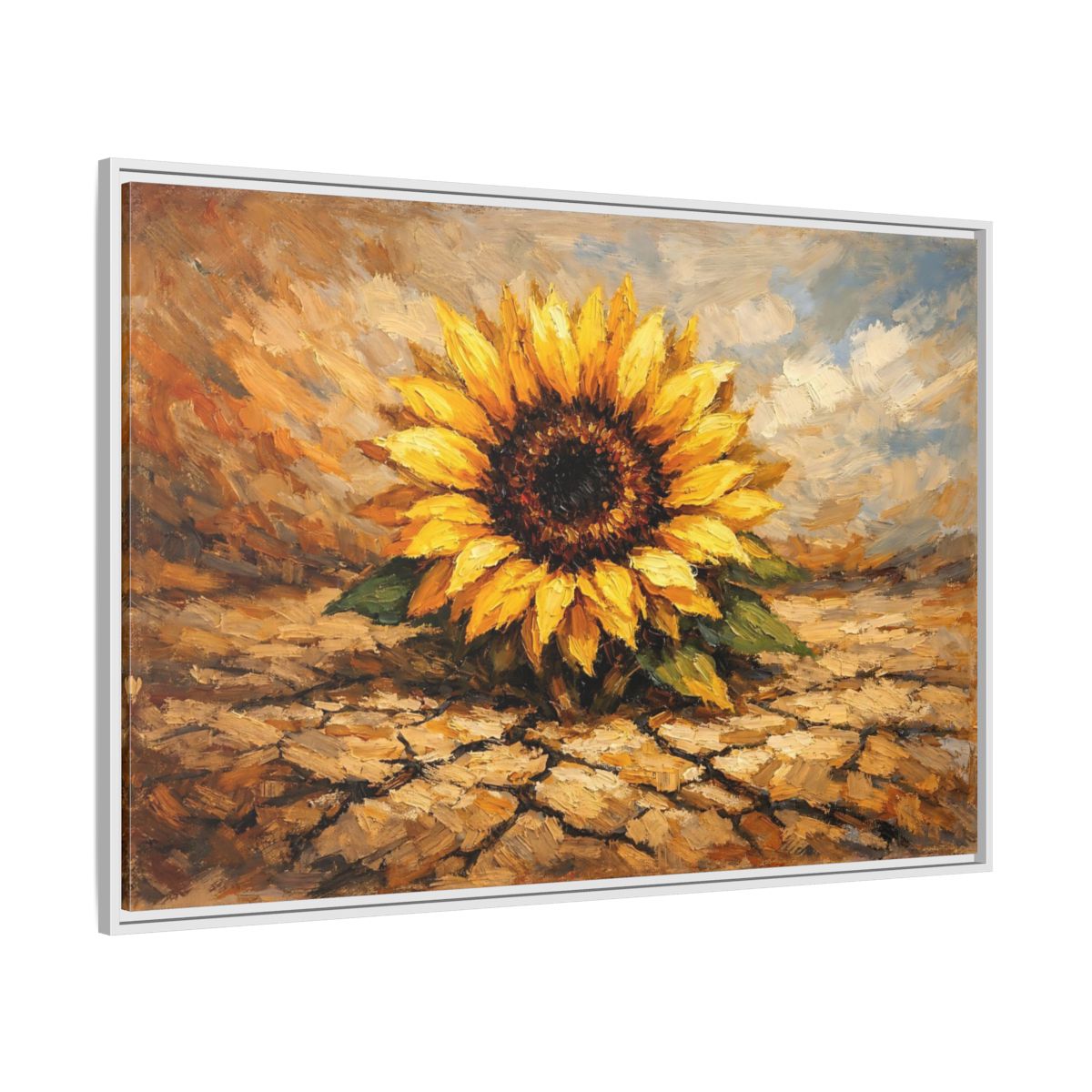 Side Mockup 7. Nature Sunflower Yellow Sunflower shown as stretched canvas wall art