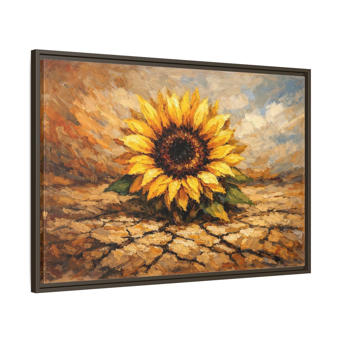 Side Mockup 9. Nature Sunflower Yellow Sunflower shown as stretched canvas wall art