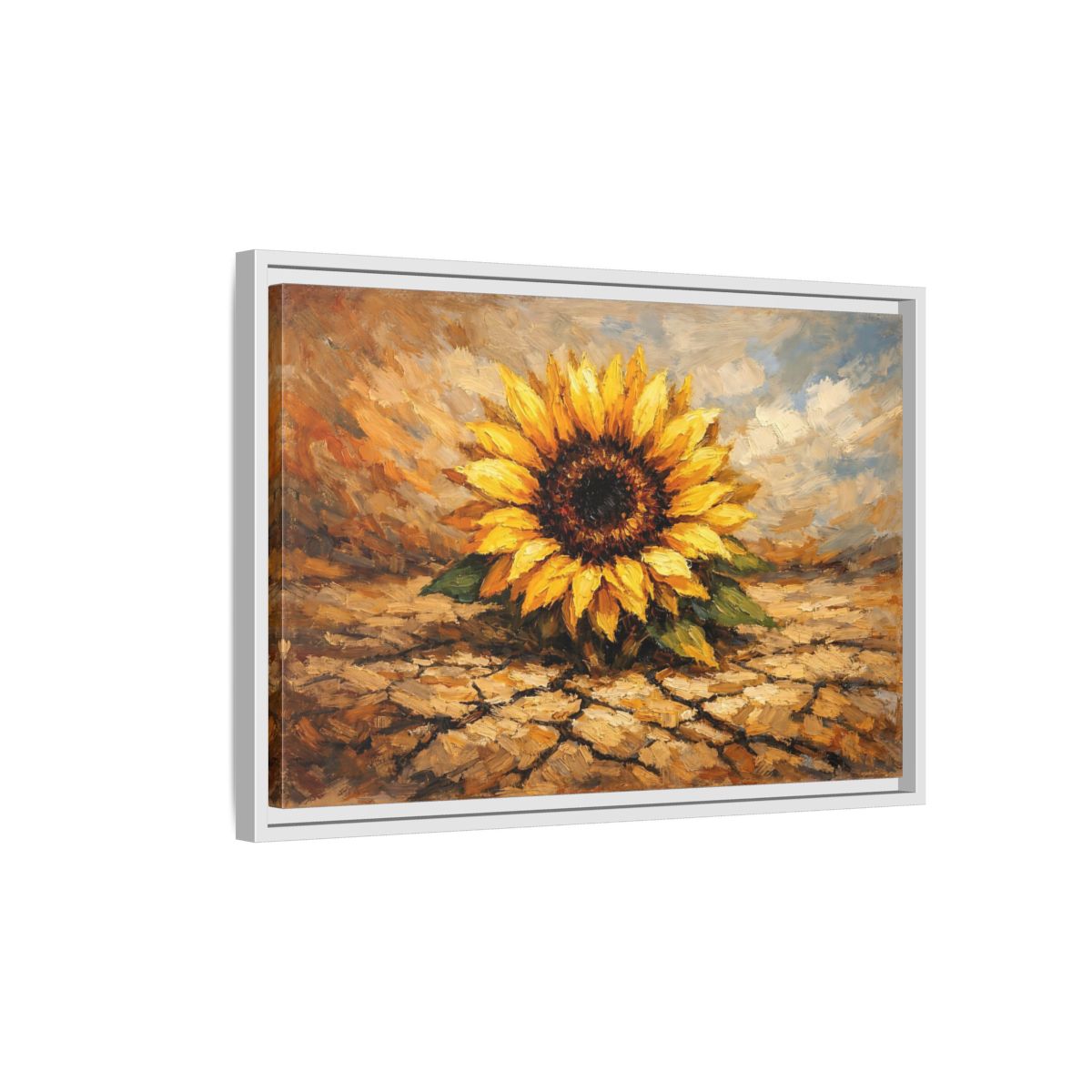 Side Mockup 1. Nature Sunflower Yellow Sunflower shown as stretched canvas wall art