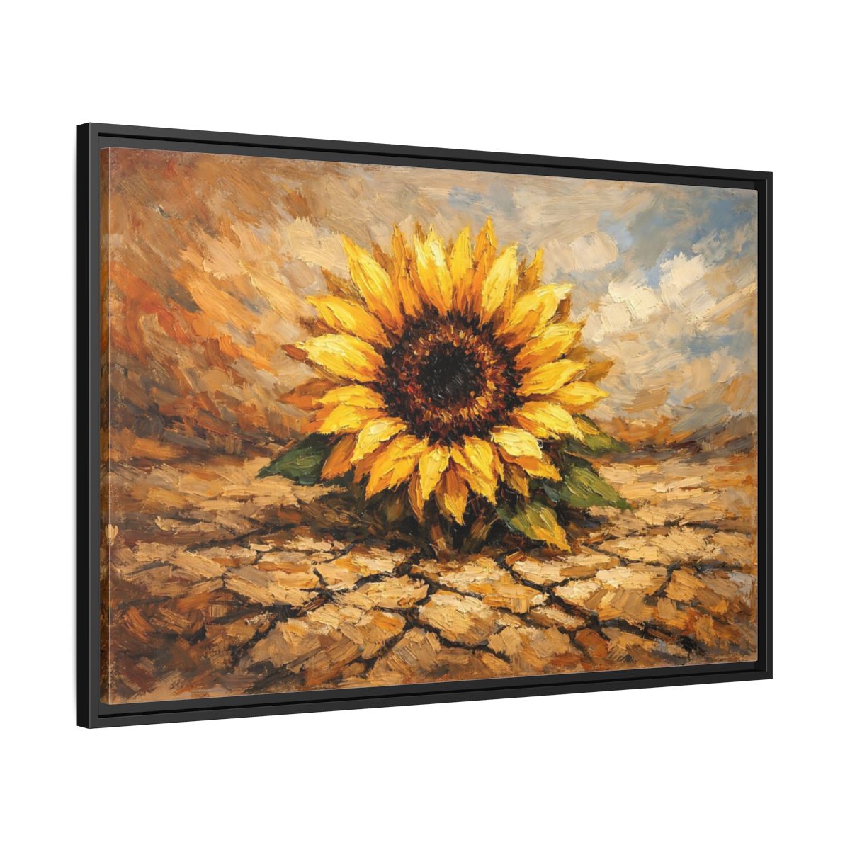 Side Mockup 13. Nature Sunflower Yellow Sunflower shown as stretched canvas wall art