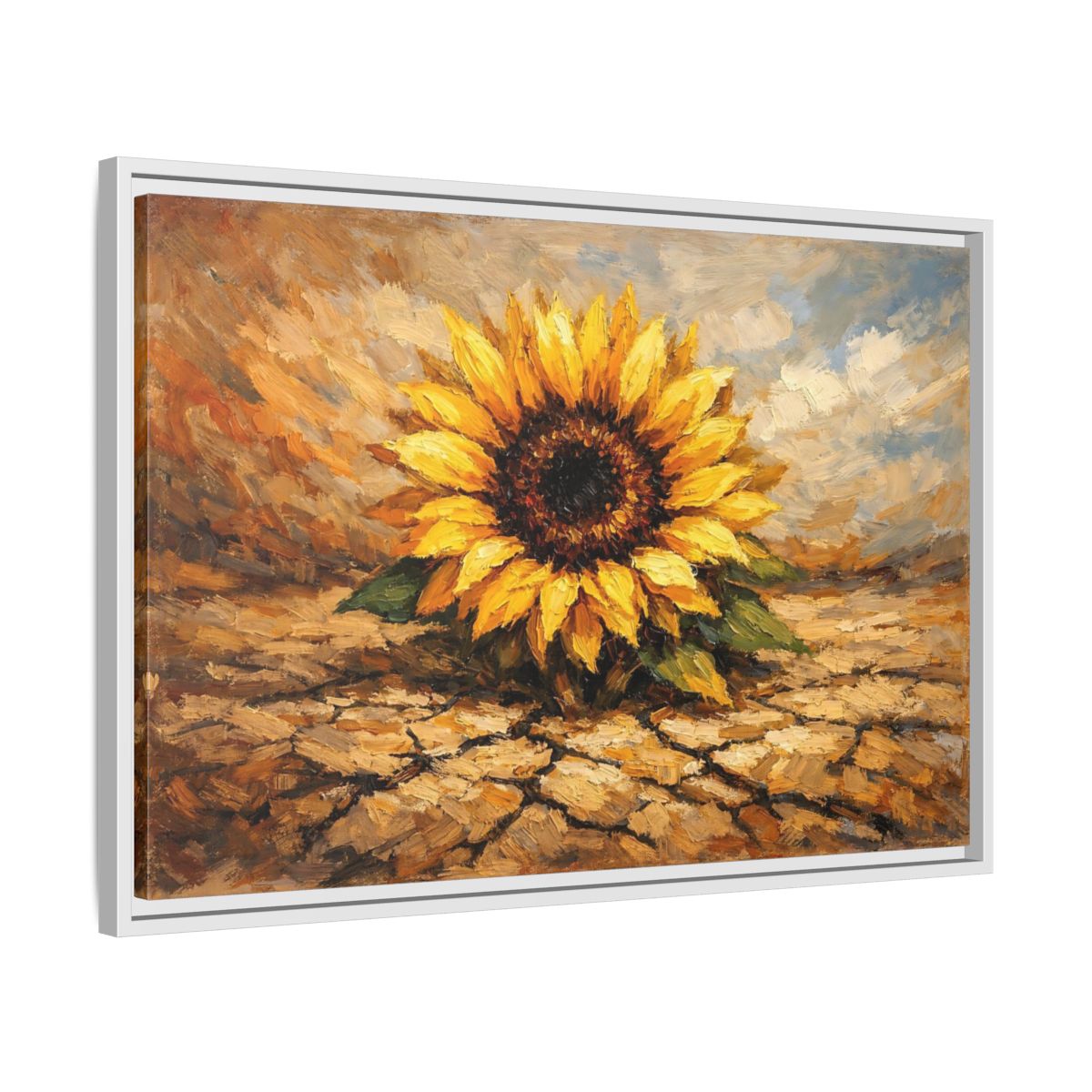 Side Mockup 10. Nature Sunflower Yellow Sunflower shown as stretched canvas wall art