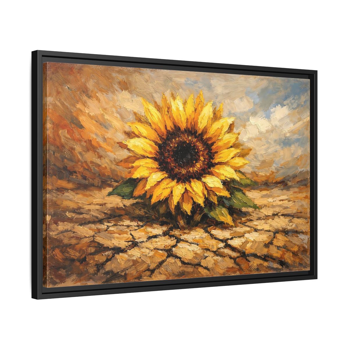 Side Mockup 14. Nature Sunflower Yellow Sunflower shown as stretched canvas wall art
