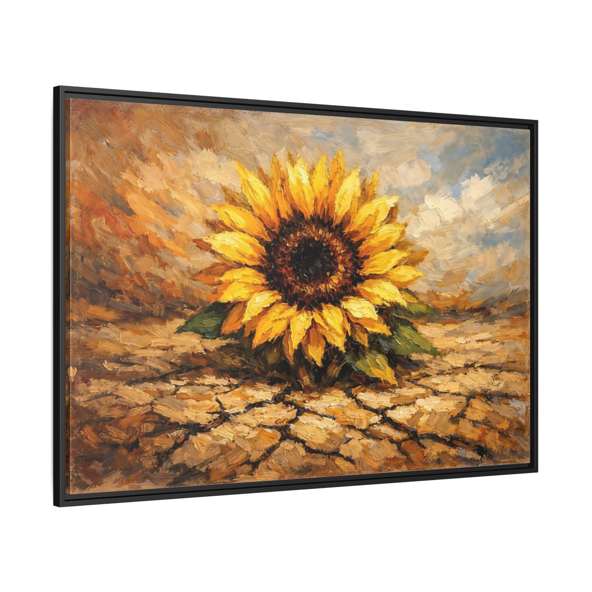 Side Mockup 12. Nature Sunflower Yellow Sunflower shown as stretched canvas wall art