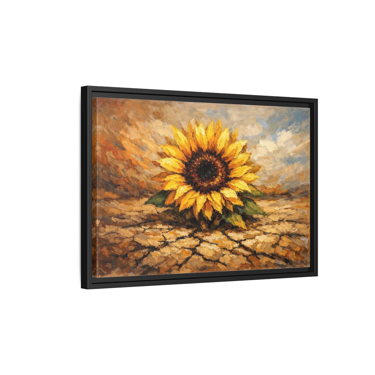 Side Mockup 3. Nature Sunflower Yellow Sunflower shown as stretched canvas wall art