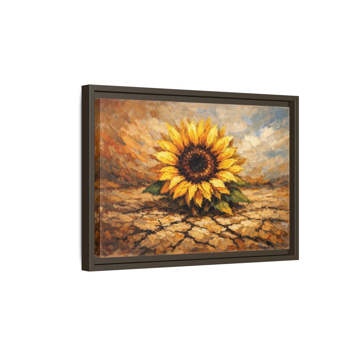 Side Mockup 5. Nature Sunflower Yellow Sunflower shown as stretched canvas wall art