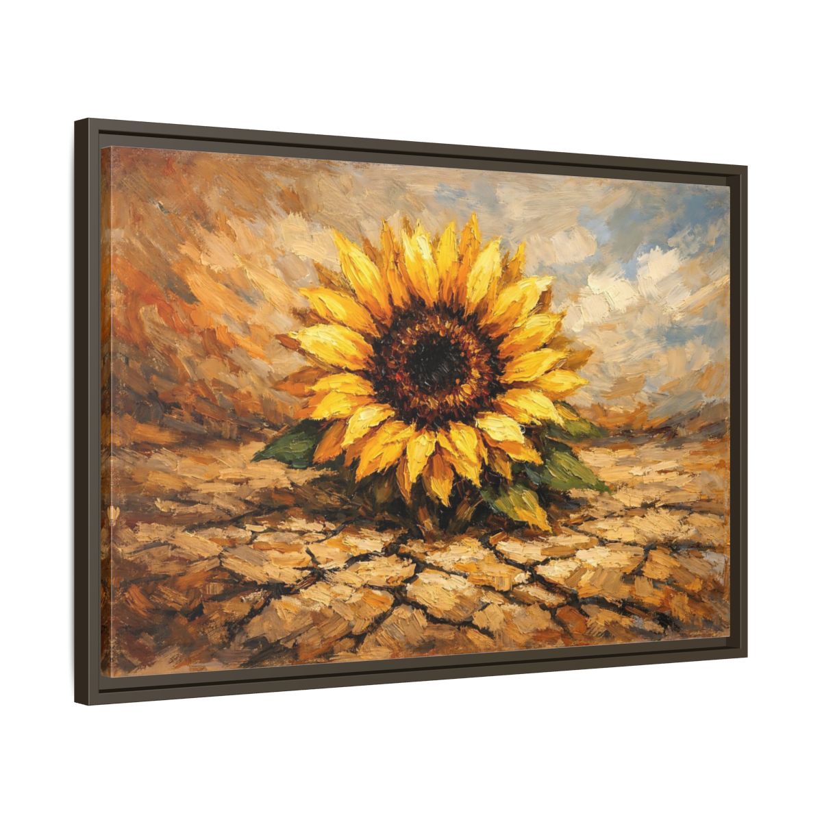 Side Mockup 11. Nature Sunflower Yellow Sunflower shown as stretched canvas wall art