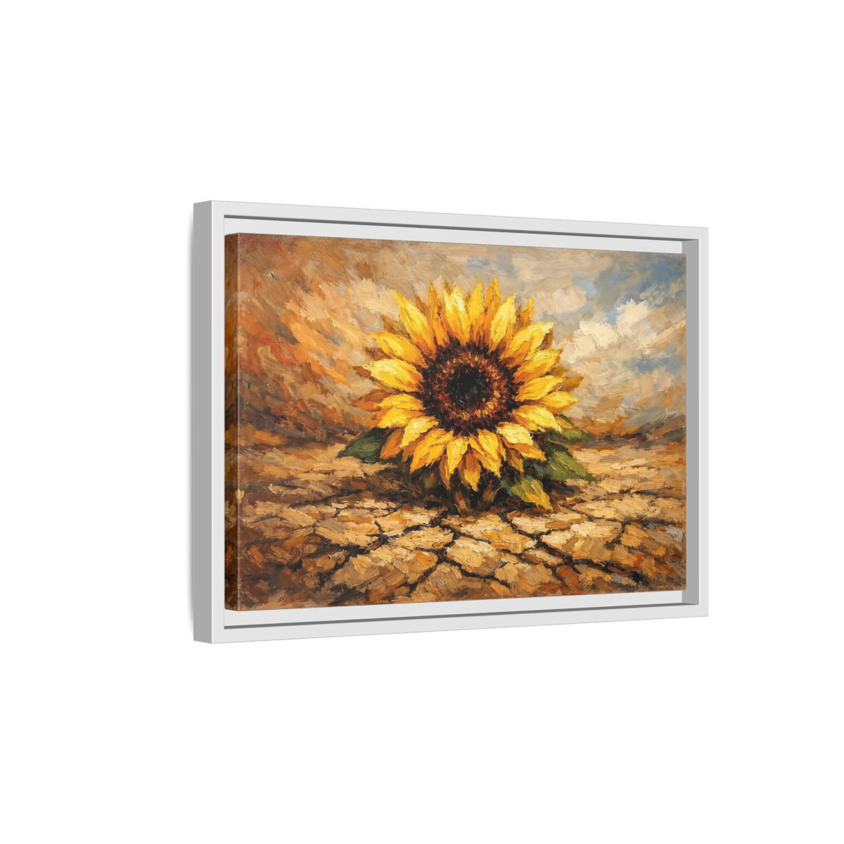 Side Mockup 4. Nature Sunflower Yellow Sunflower shown as stretched canvas wall art