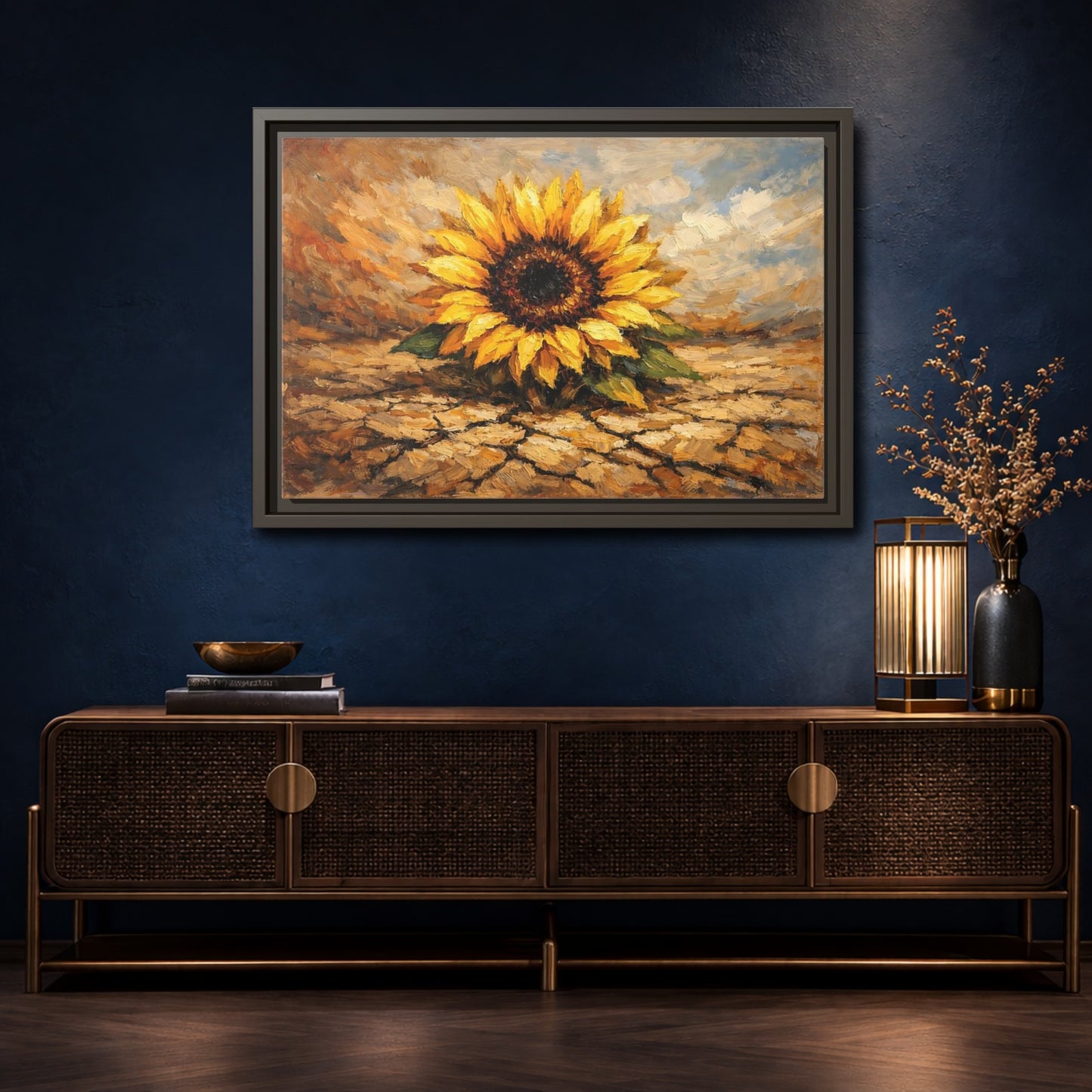 Mockup 4. Nature Sunflower Yellow Sunflower shown as stretched canvas wall art