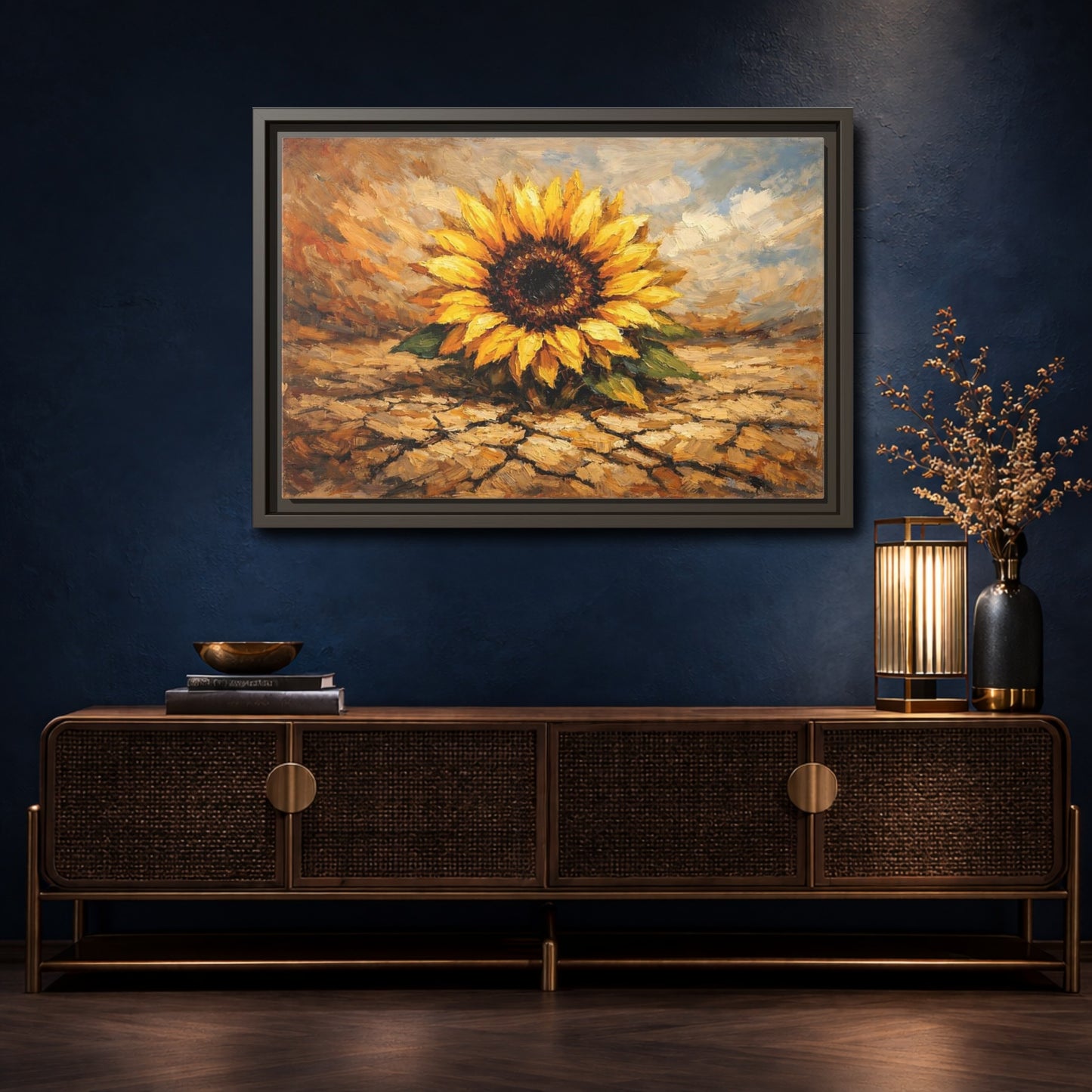Mockup 4. Nature Sunflower Yellow Sunflower shown as stretched canvas wall art
