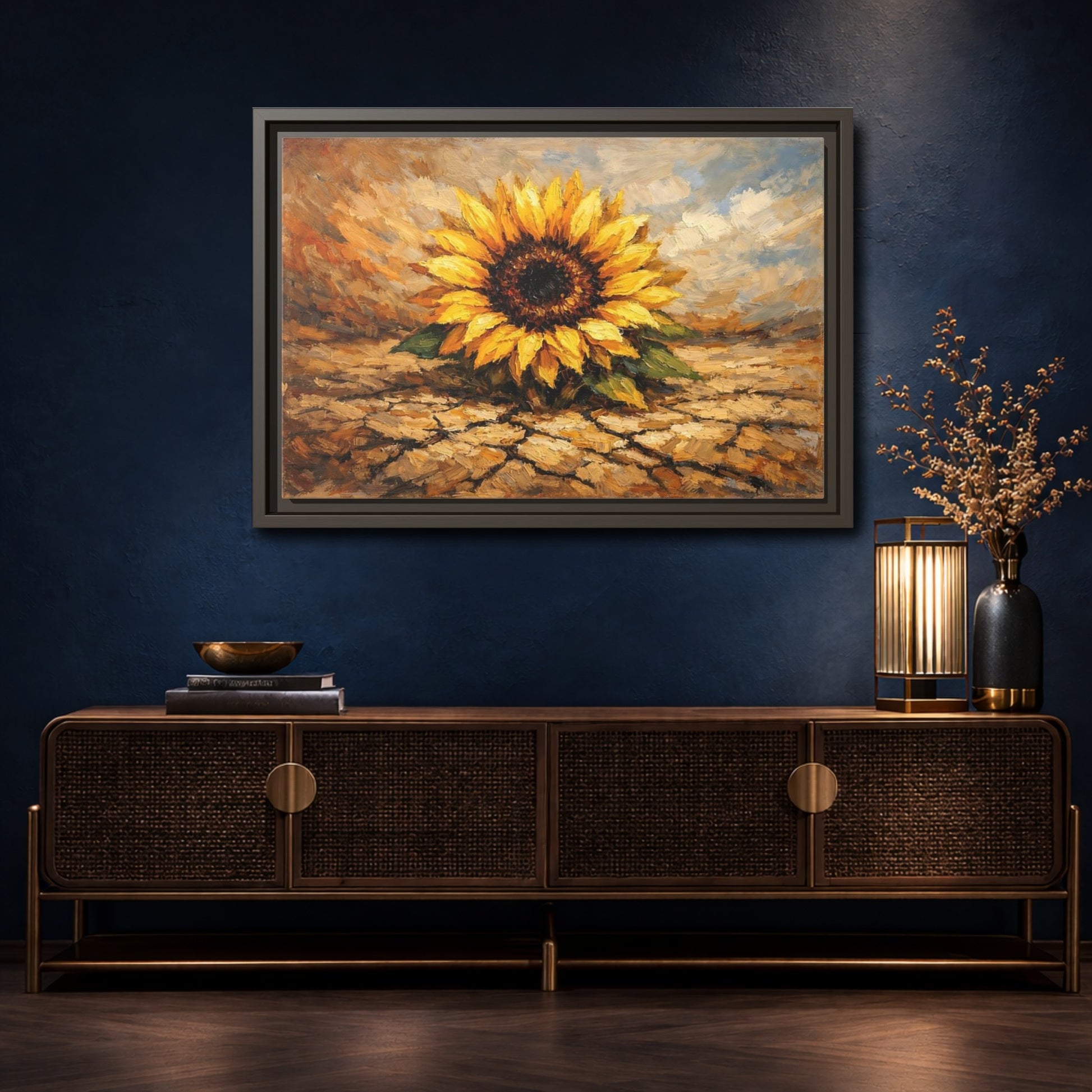 Mockup 4. Nature Sunflower Yellow Sunflower shown as stretched canvas wall art