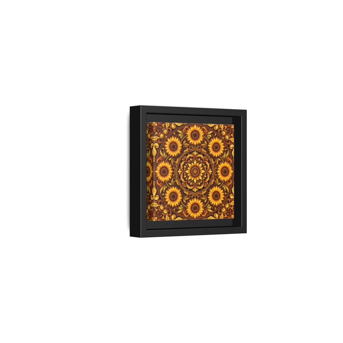 Nature Sunflowers Brown And Gold Framed Canvas Print – ornate Decor for Living Room, Above Fireplace - YesArtYes