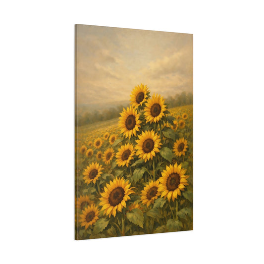 Main Mockup. Nature Sunflowers Yellow Sunflowers shown as stretched canvas wall art