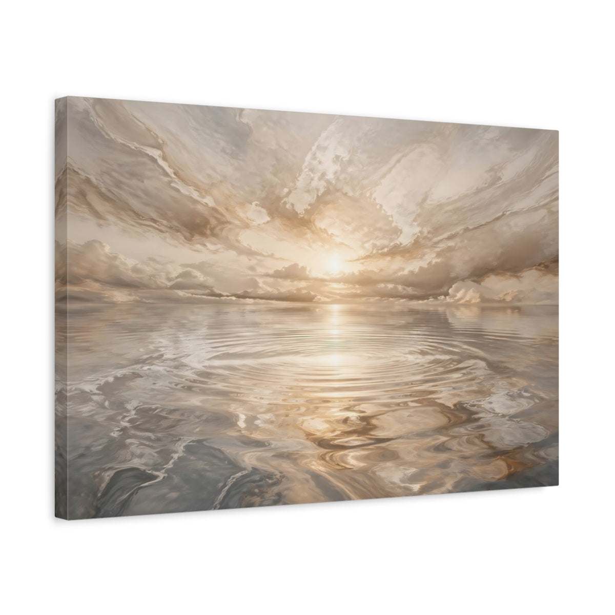 Side Mockup 3. Nature Sunlit Seascape Golden Seascape shown as stretched canvas wall art
