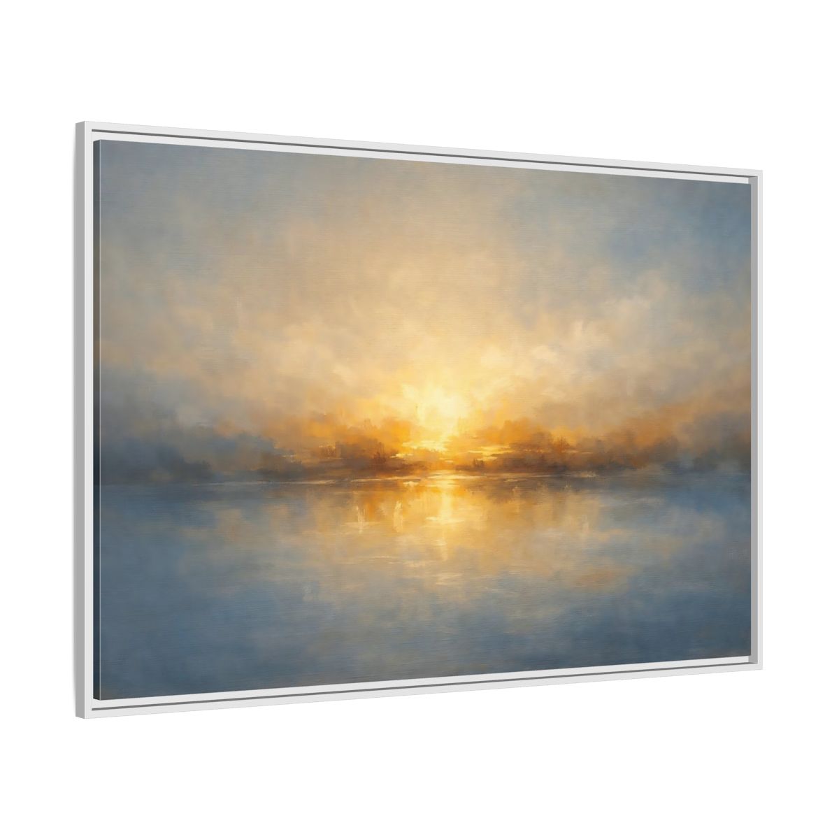 Side Mockup 7. Nature Sunrise Golden Sunrise shown as stretched canvas wall art