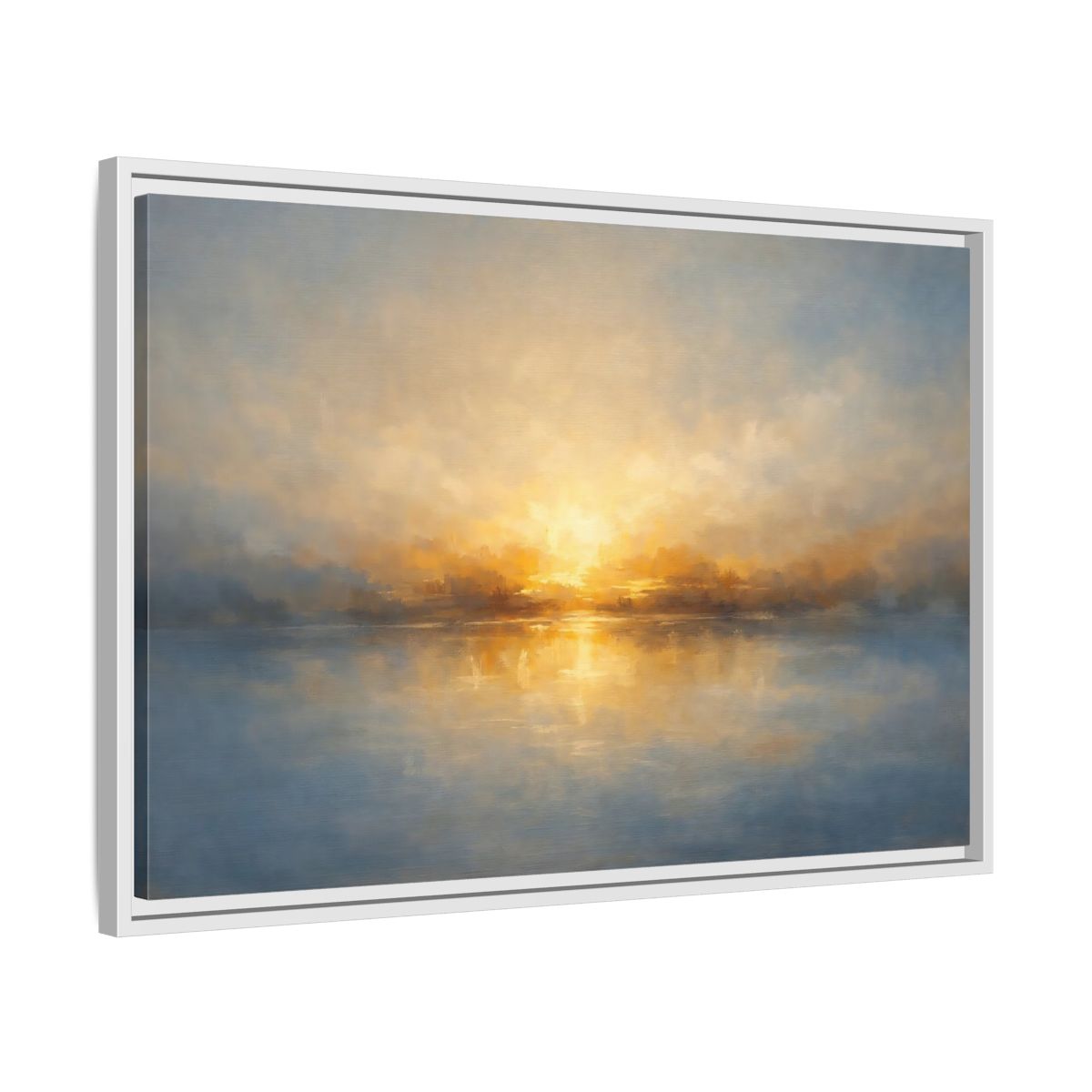 Side Mockup 10. Nature Sunrise Golden Sunrise shown as stretched canvas wall art