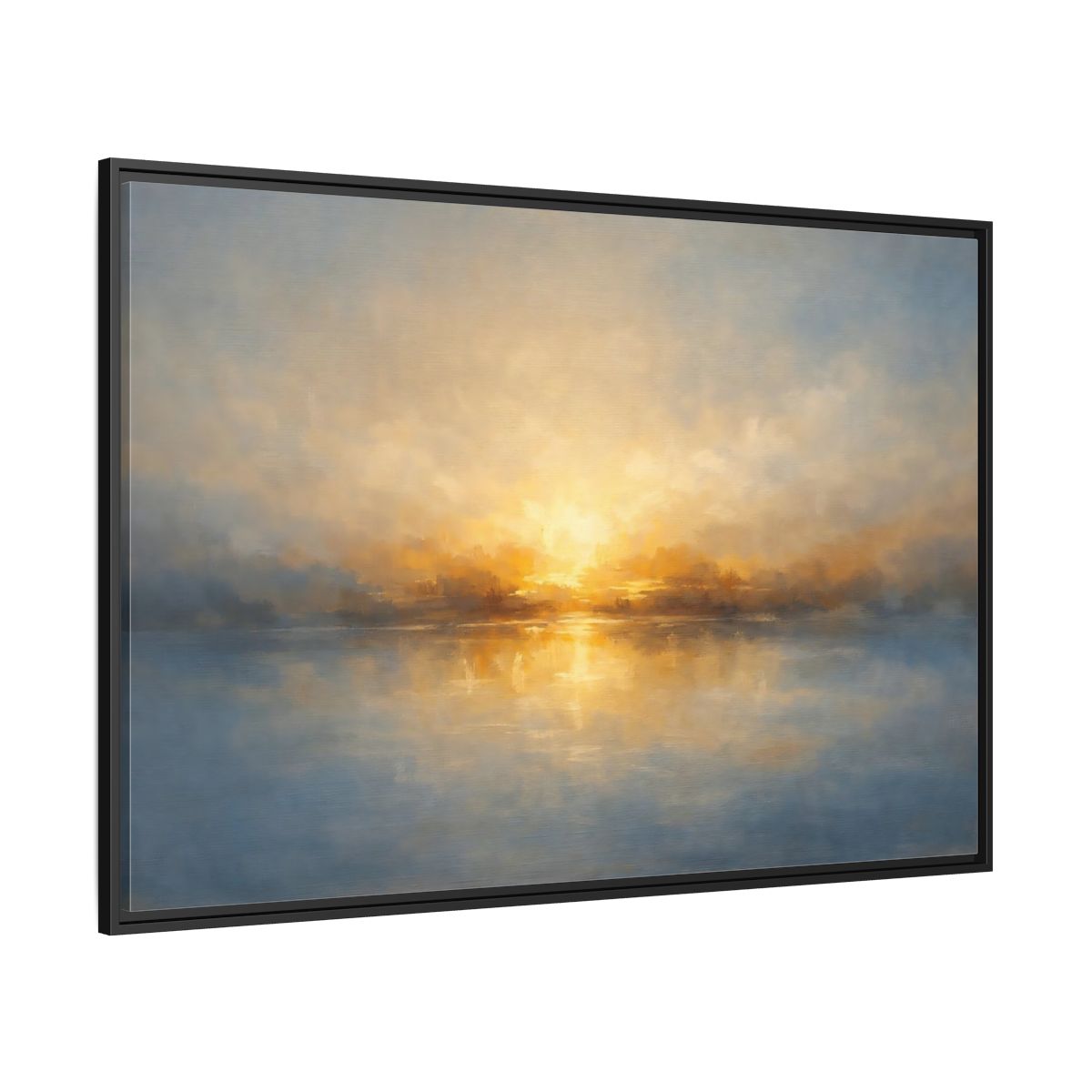 Side Mockup 12. Nature Sunrise Golden Sunrise shown as stretched canvas wall art