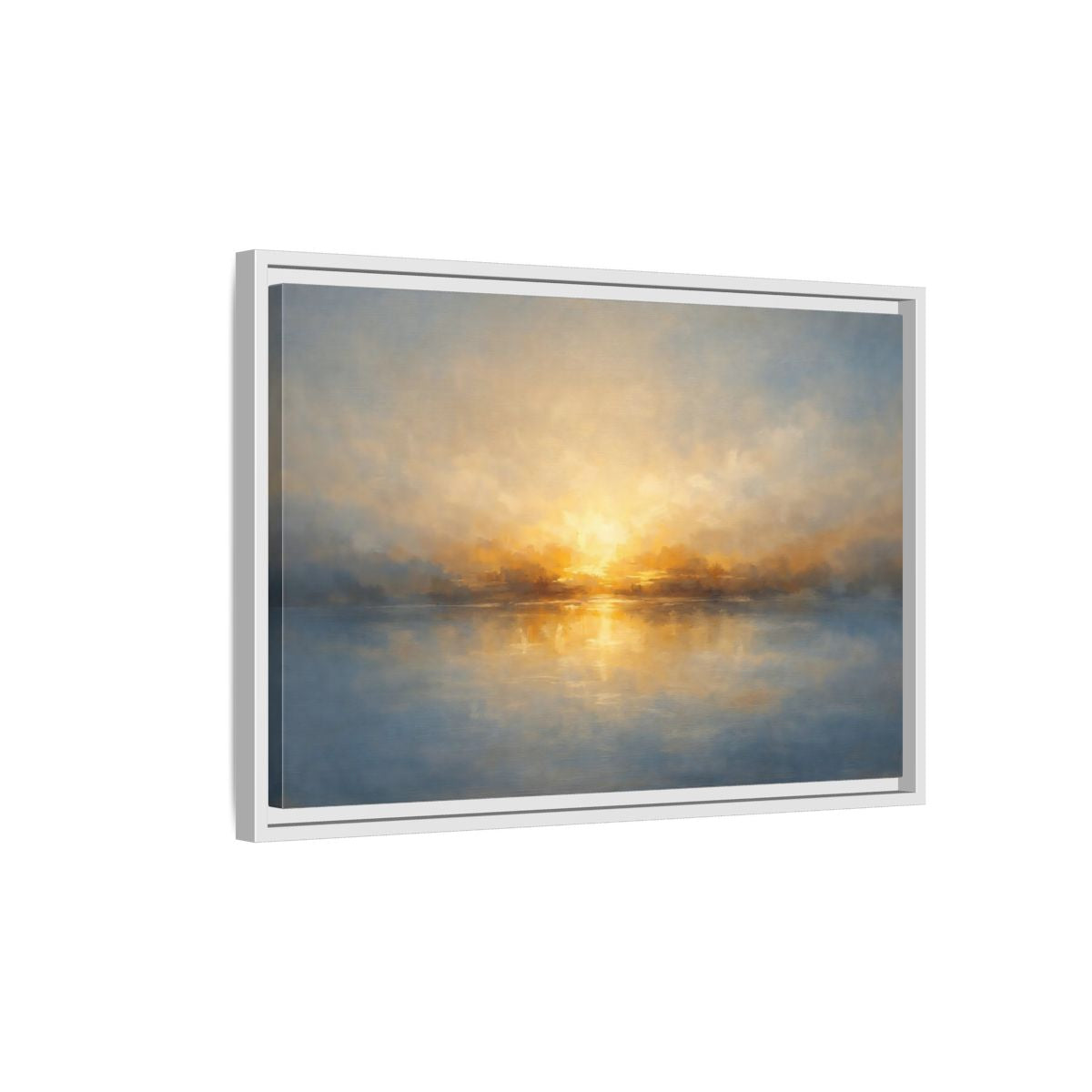 Side Mockup 1. Nature Sunrise Golden Sunrise shown as stretched canvas wall art