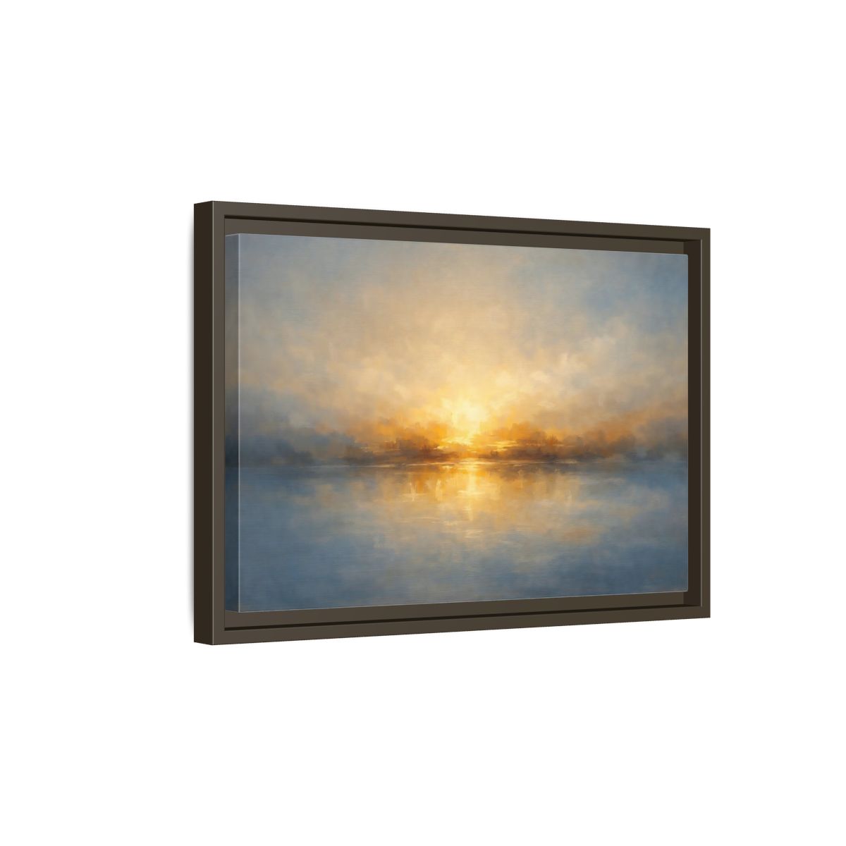 Side Mockup 5. Nature Sunrise Golden Sunrise shown as stretched canvas wall art