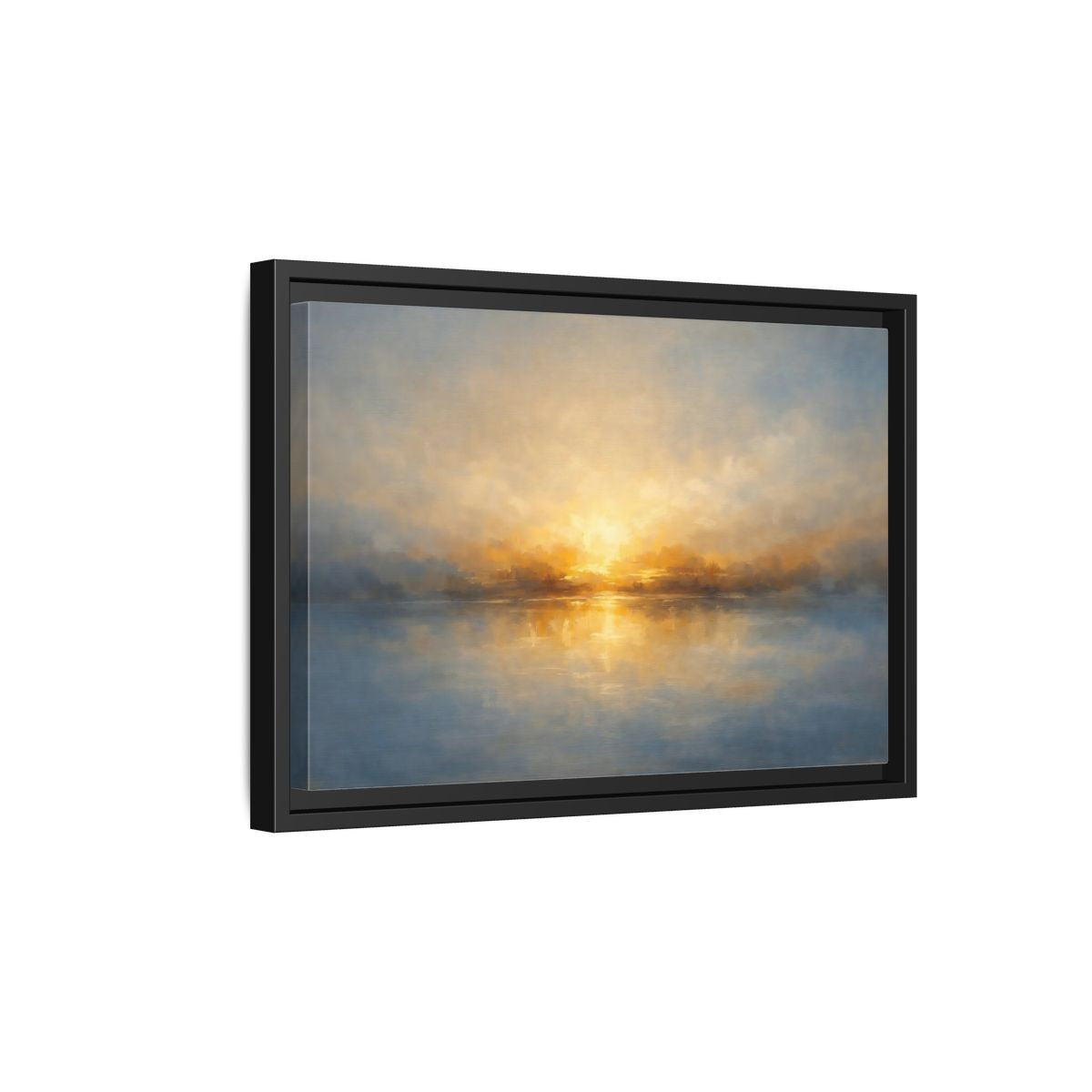 Side Mockup 6. Nature Sunrise Golden Sunrise shown as stretched canvas wall art