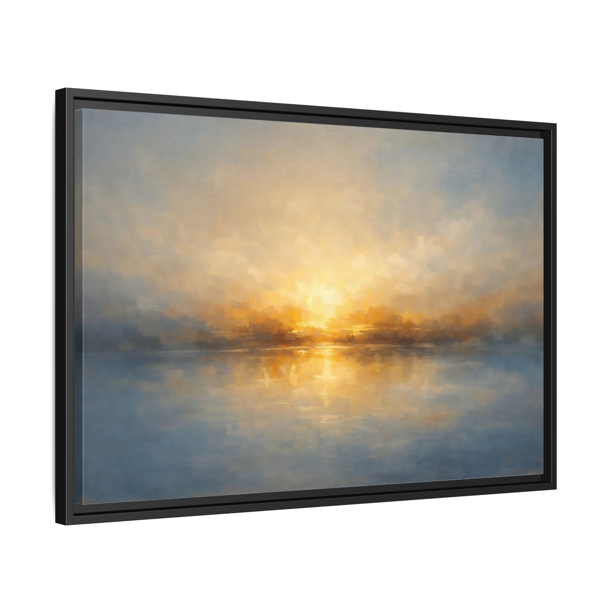 Side Mockup 14. Nature Sunrise Golden Sunrise shown as stretched canvas wall art