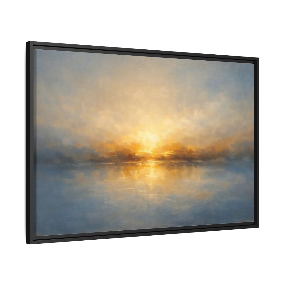Side Mockup 13. Nature Sunrise Golden Sunrise shown as stretched canvas wall art