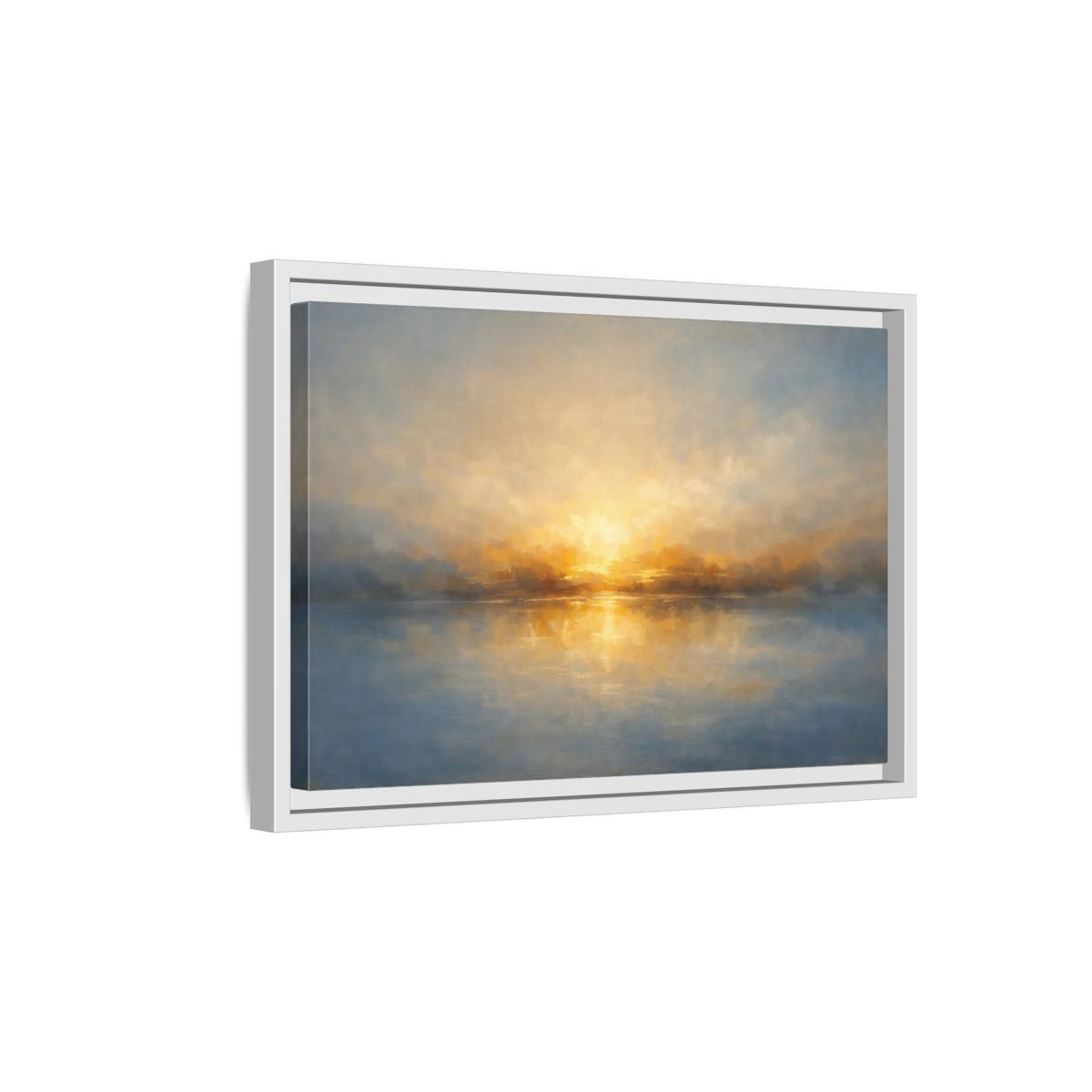 Side Mockup 4. Nature Sunrise Golden Sunrise shown as stretched canvas wall art