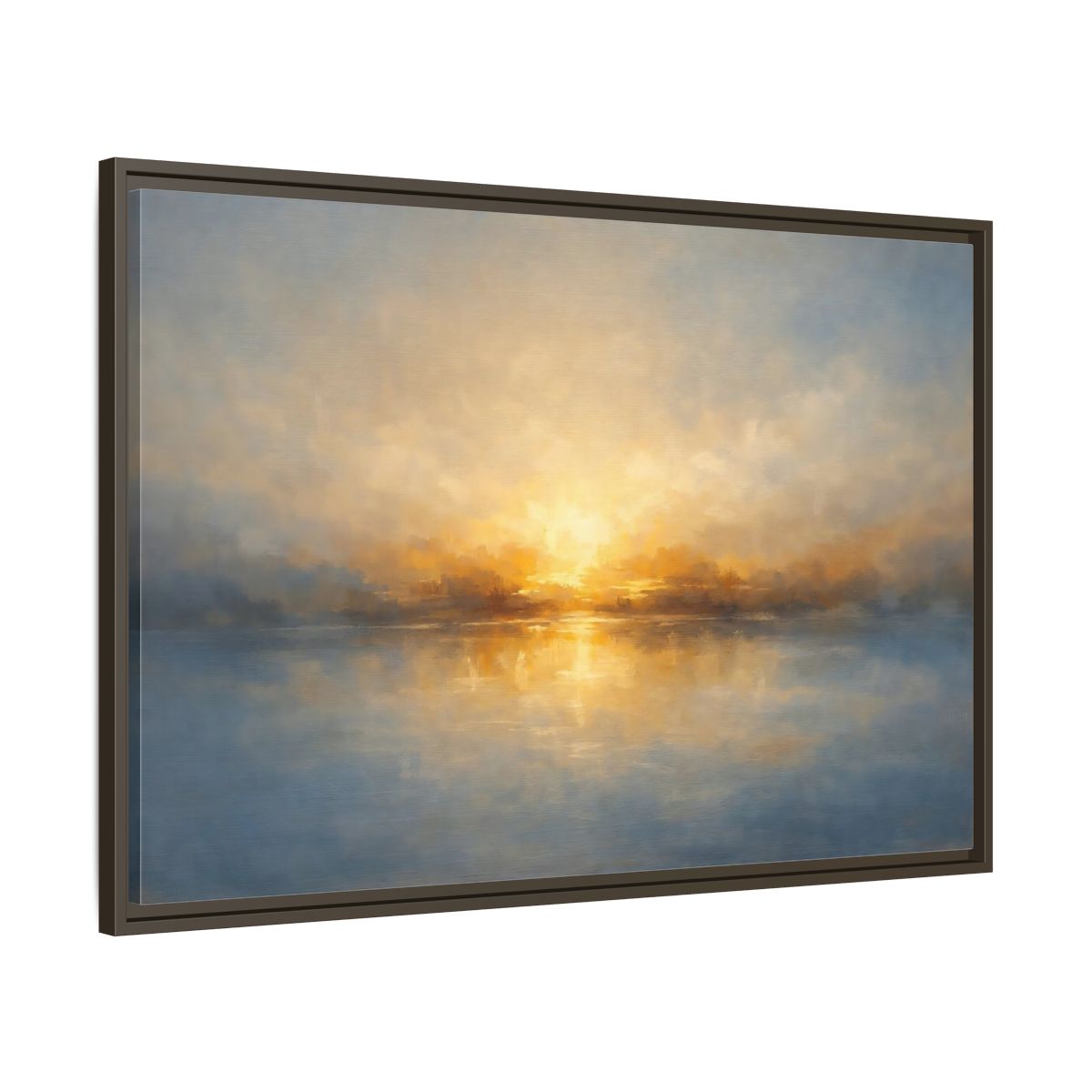 Side Mockup 9. Nature Sunrise Golden Sunrise shown as stretched canvas wall art