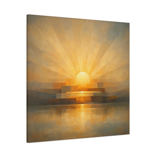 Main Mockup. Nature Sunrise Golden Orange shown as stretched canvas wall art