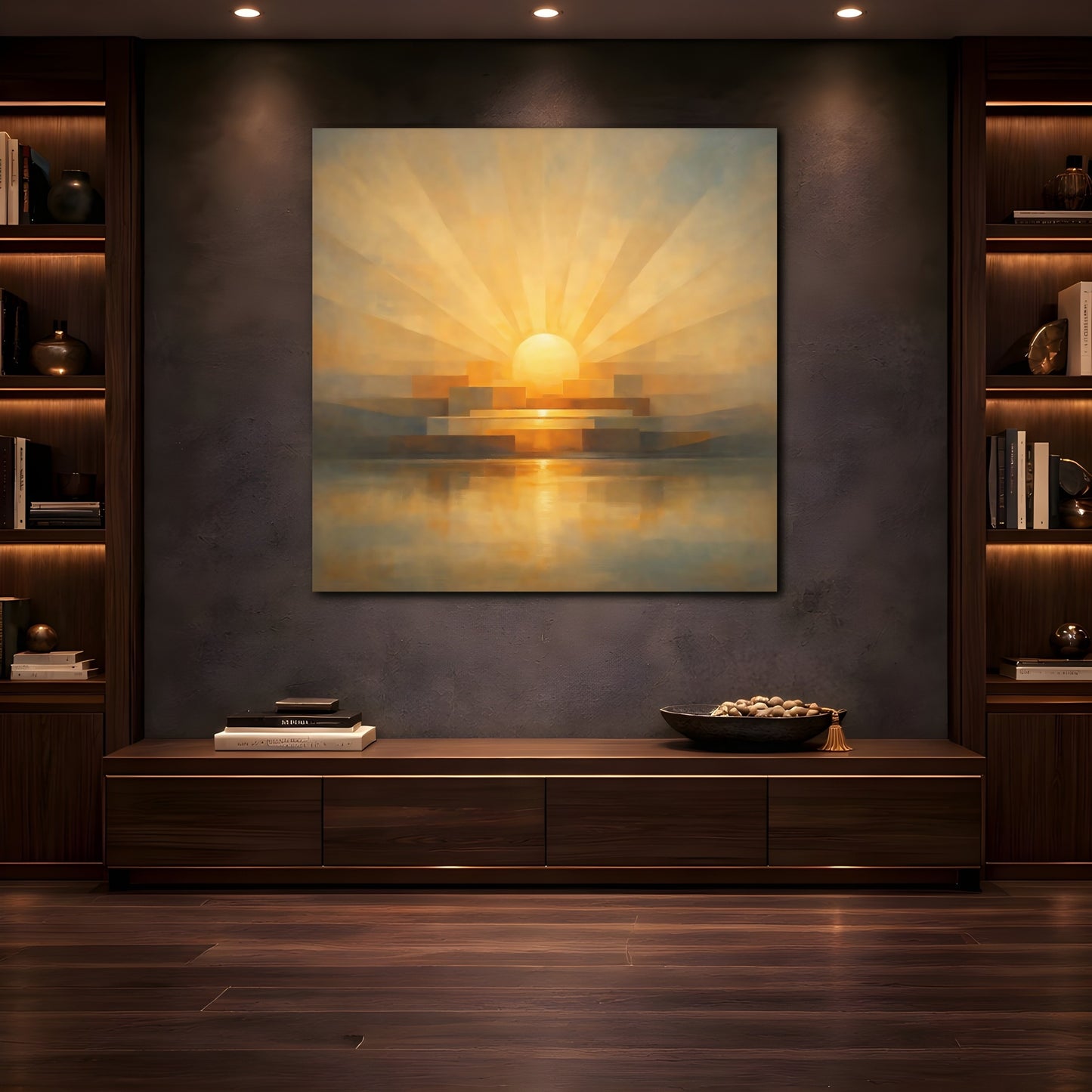 Mockup 4. Nature Sunrise Golden Orange shown as stretched canvas wall art