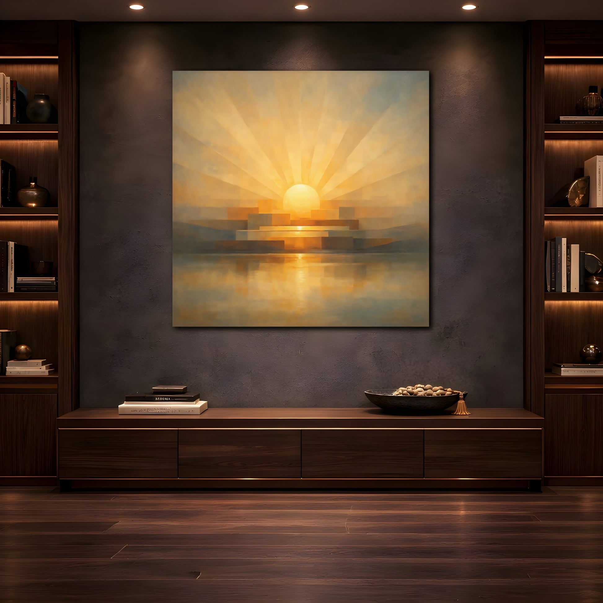 Mockup 4. Nature Sunrise Golden Orange shown as stretched canvas wall art