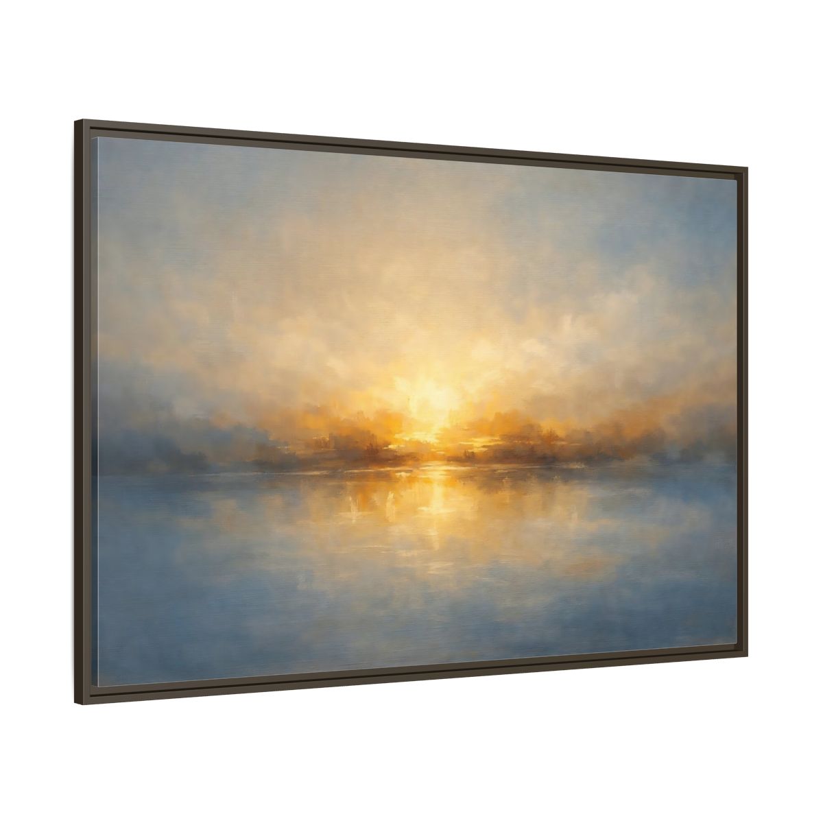Main Mockup. Nature Sunrise Golden Sunrise shown as stretched canvas wall art
