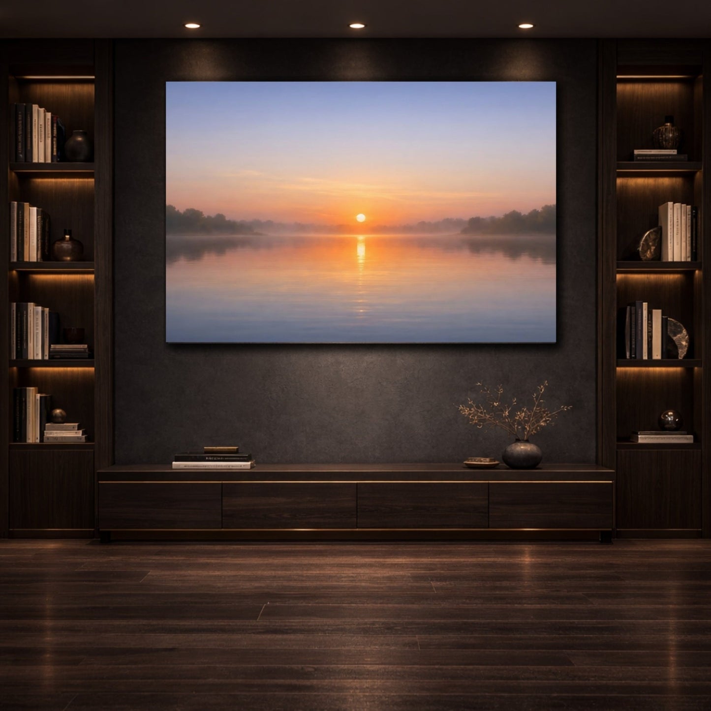 Nature Sunrise Orange And Blue - Canvas Wall Art Print - YesArtYes