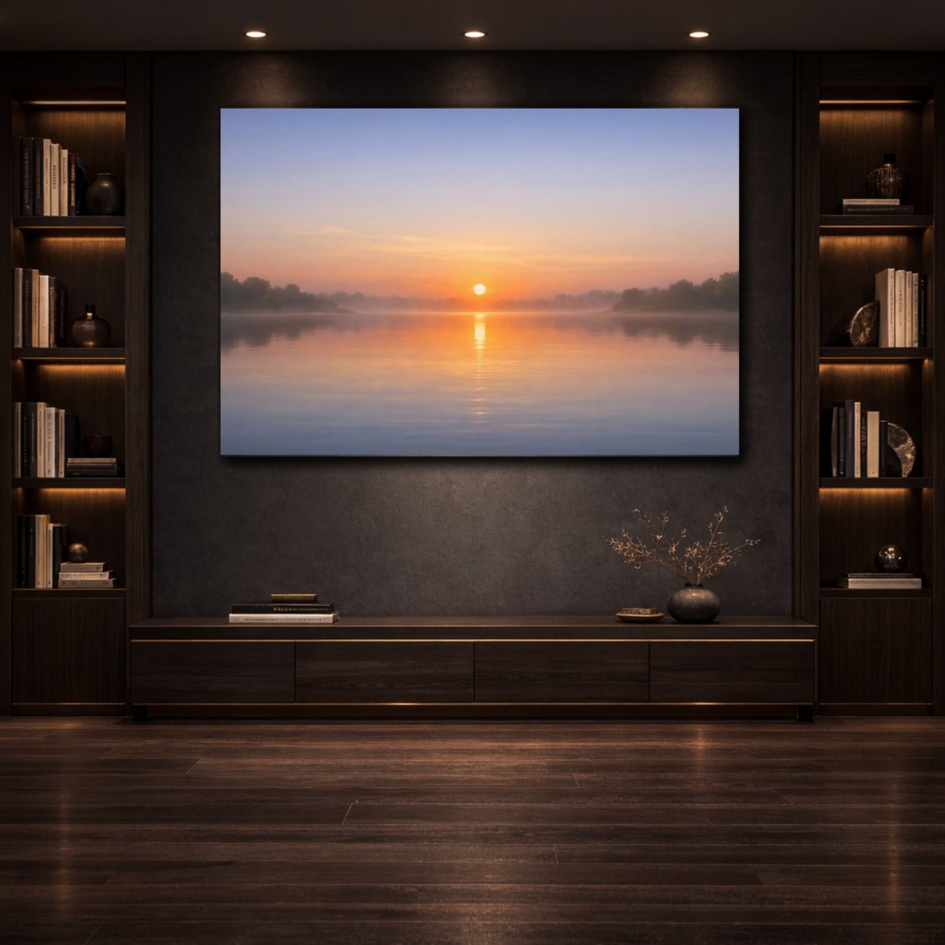 Nature Sunrise Orange And Blue - Canvas Wall Art Print - YesArtYes