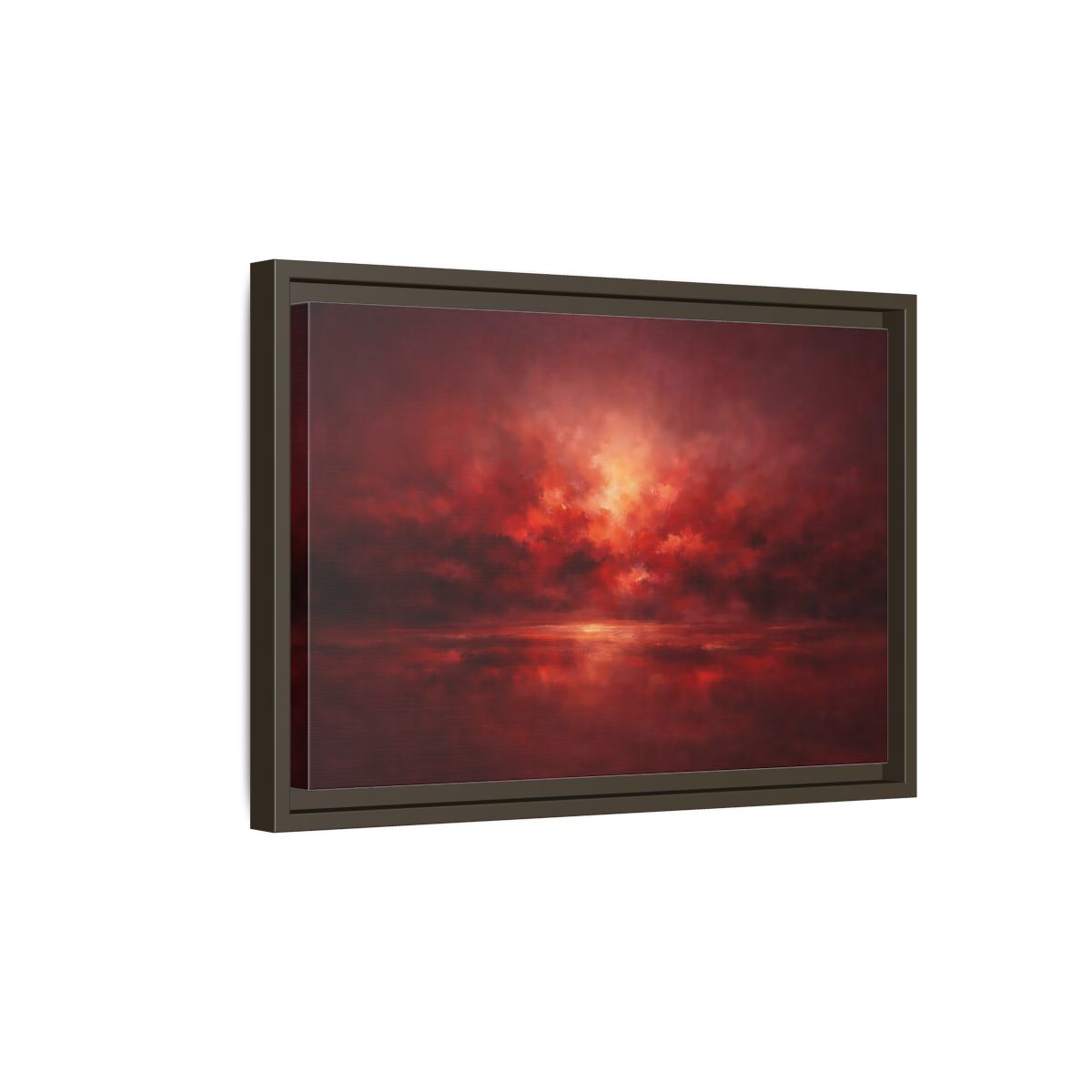 Side Mockup 5. Nature Sunset Fiery Red shown as stretched canvas wall art
