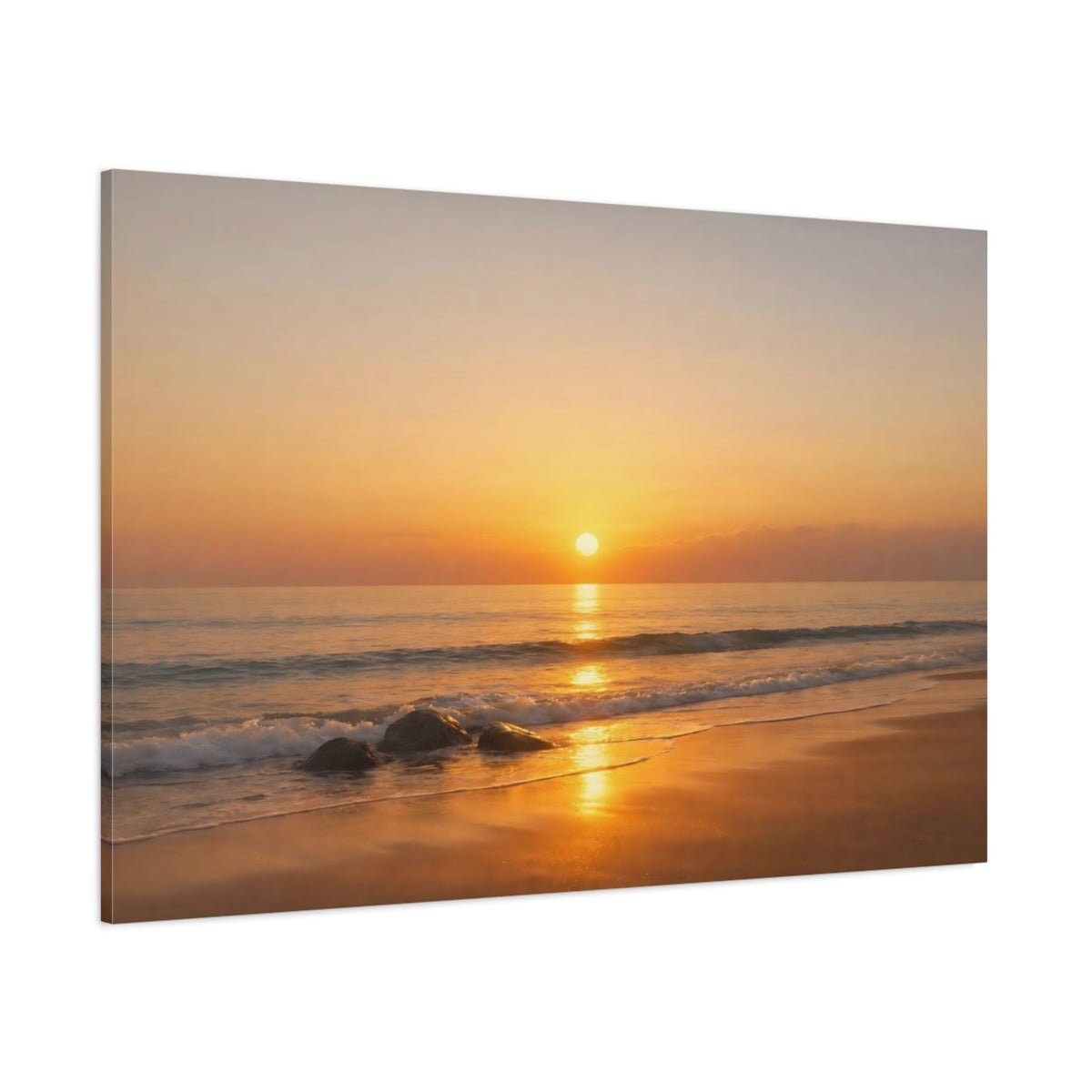 Nature Sunset Golden Beach - Canvas Wall Art Print - YesArtYes