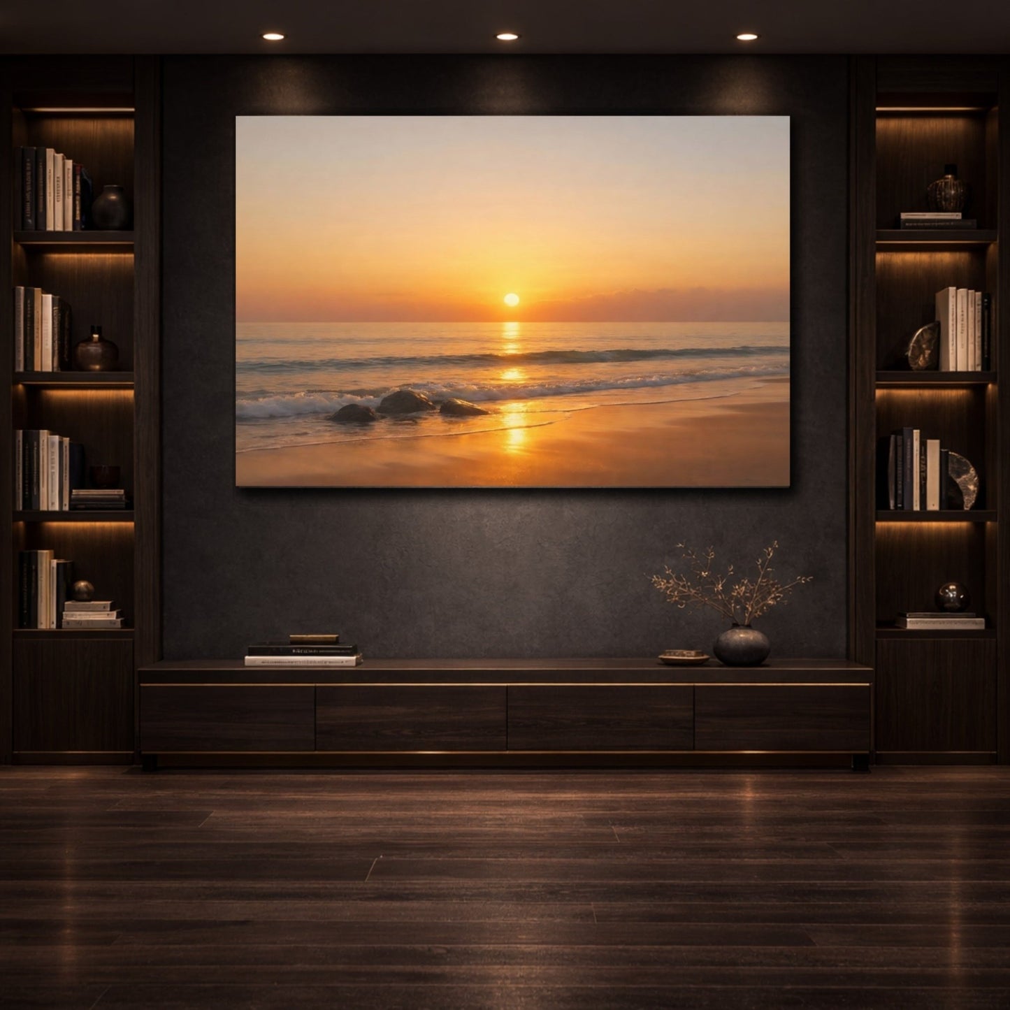 Nature Sunset Golden Beach - Canvas Wall Art Print - YesArtYes